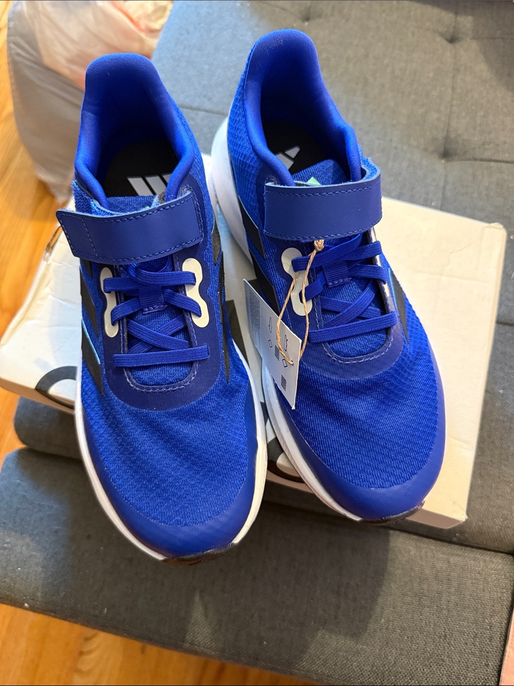adidas Kids Royal Blue Hook-and-Loop Sneakers